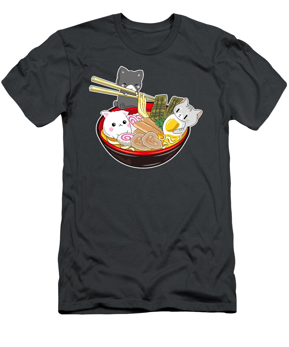 Kawaii Japanese Anime Cat Bowl Ramen Noodle Top Karis Dorota T-Shirt