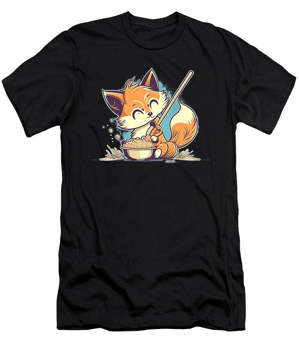 Kawaii Japanese Style Red Fox Ramen Noodles Anime Dhbubble T-Shirt