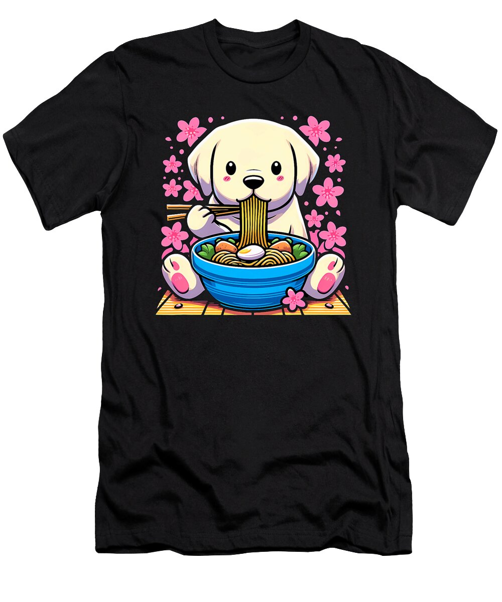 Kawaii Labrador Retriever Dog Eating Ramen Zyneu Gangd T-Shirt