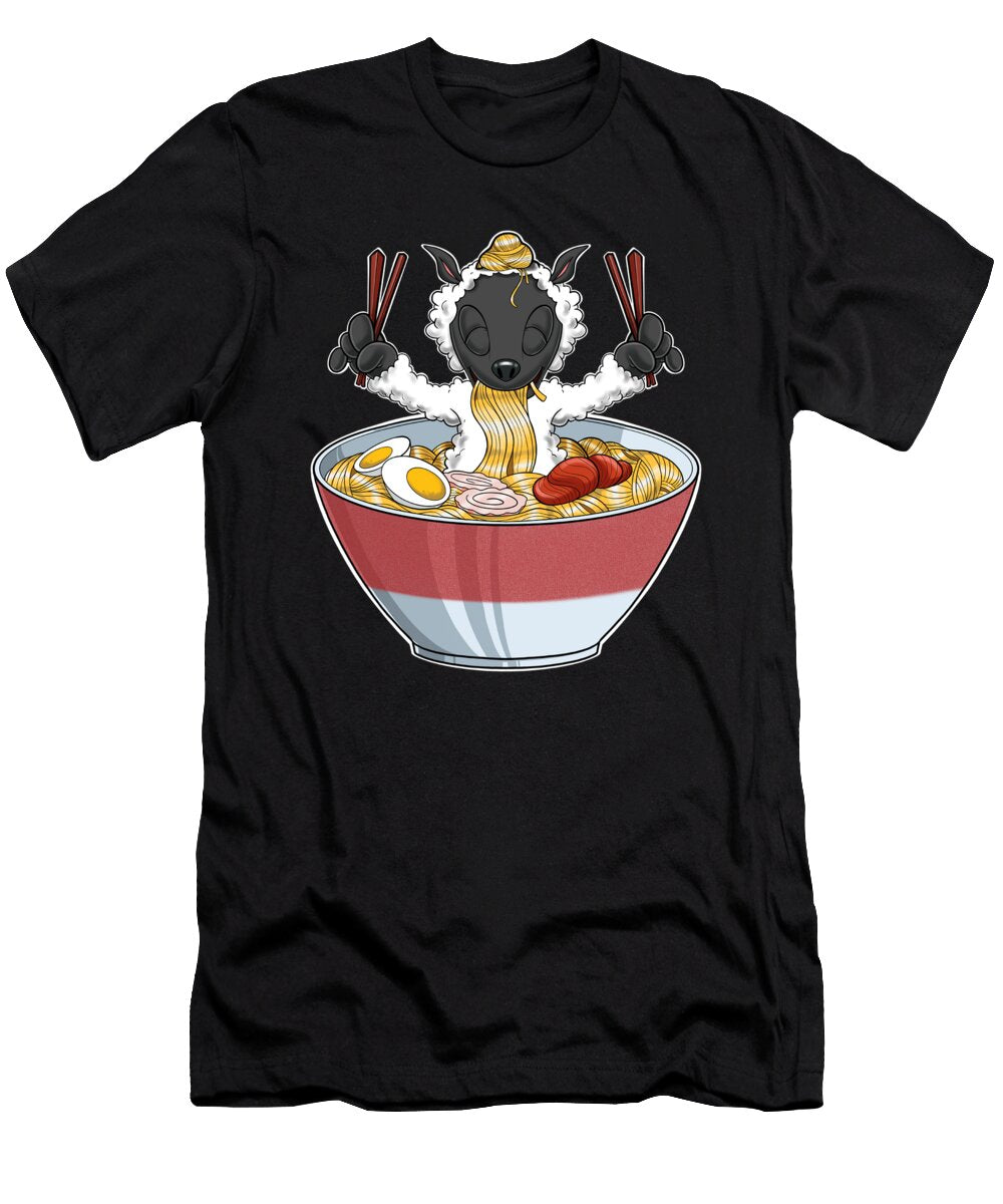 Kawaii Lamb Japanese Ramen Noodles I Otaku Anime Lamb Maximus Designs T-Shirt
