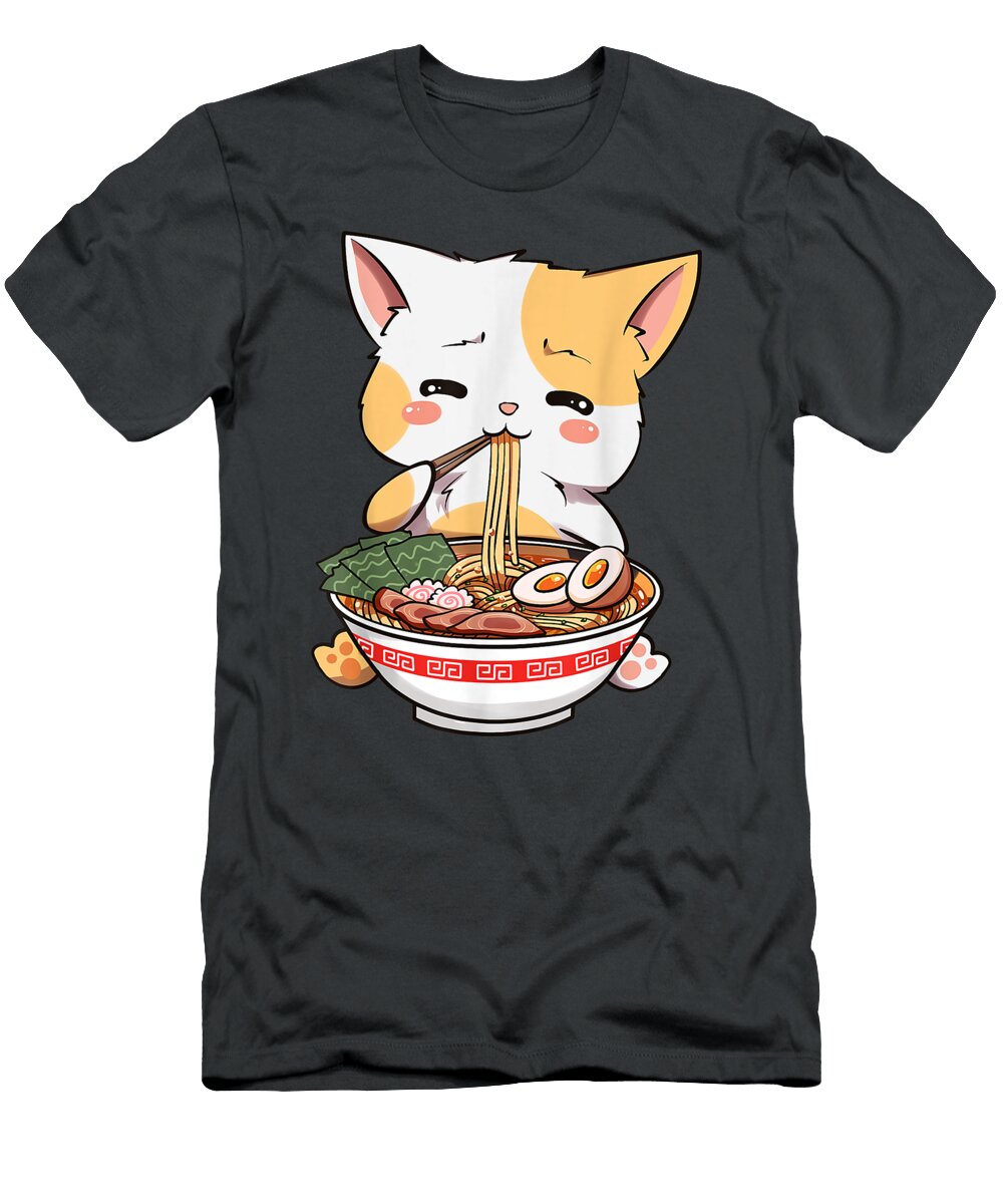 Kawaii Neko Ramen Cute Ramen Cat Japanese Noodle Funny Anime Caellk Adya T-Shirt