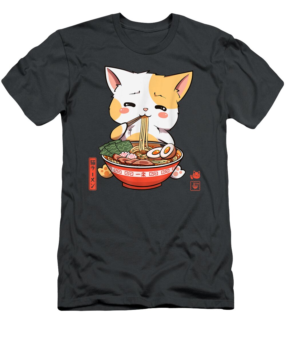 Kawaii Neko Ramen Cute Ramen Cat Japanese Noodle Funny Anime Mikaep Kaide T-Shirt