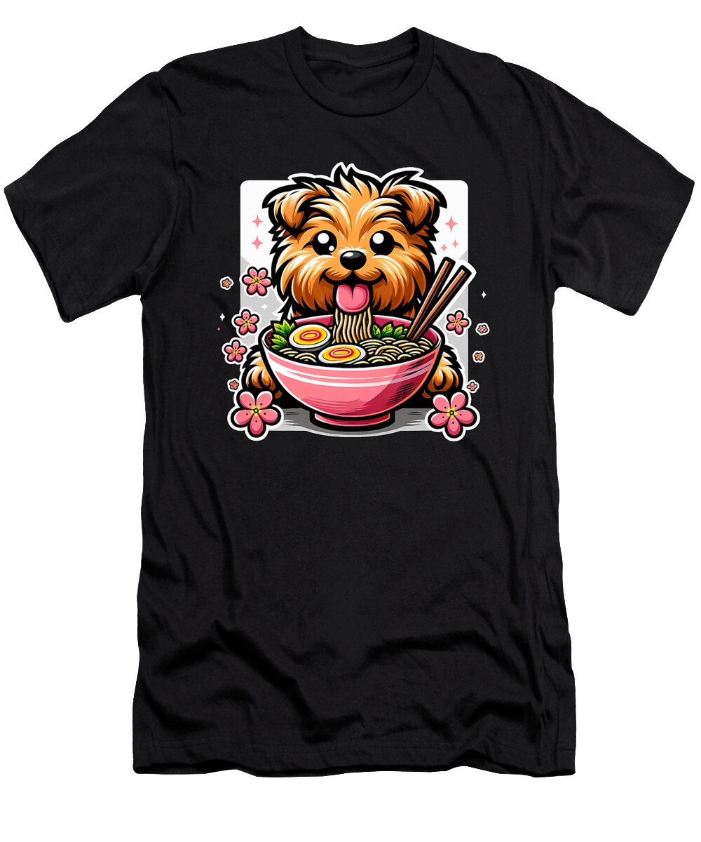 Kawaii Norfolk Terrier Dog Eating Ramen Zyneu Gangd T-Shirt