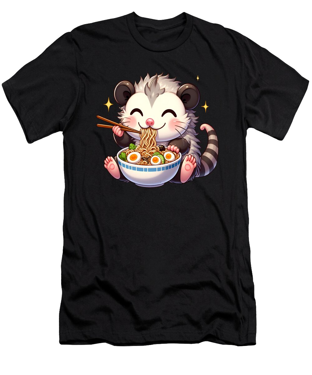 Kawaii Opossum Eating Ramen Noodle Anime Japanese Food Lover Job T-Shirt