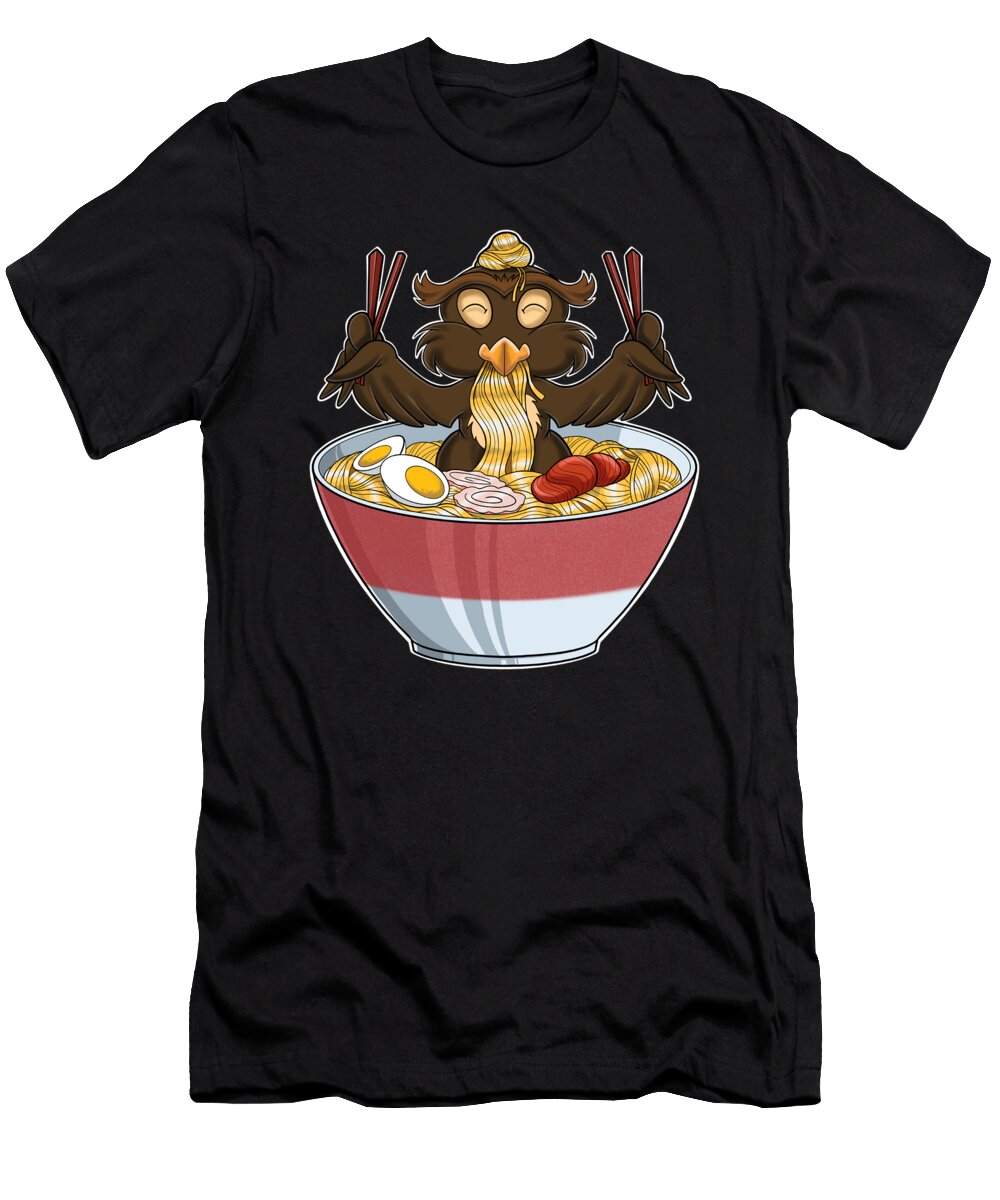 Kawaii Owl Japanese Ramen Noodles I Otaku Anime Owl Maximus Designs T-Shirt