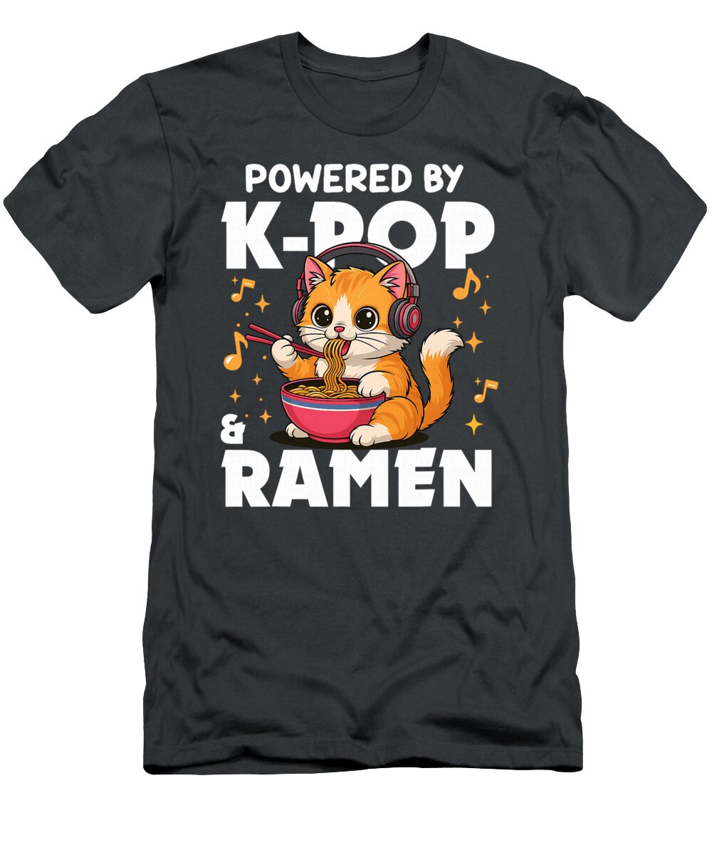 Kawaii Powered By Kpop and Ramen Cute Kpop Cat Zyneu Gangd T-Shirt