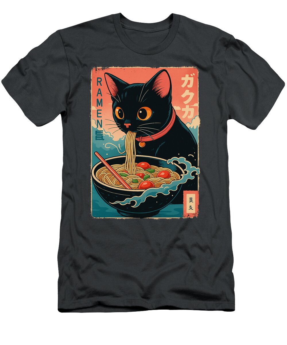 Kawaii Ramen Cat Y2K Manga Anime Style Japan Zyneu Gangd T-Shirt