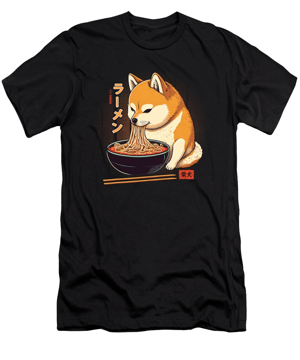 Kawaii Shiba Inu Eating Ramen Dog Lover Gift Zyneu Gangd T-Shirt