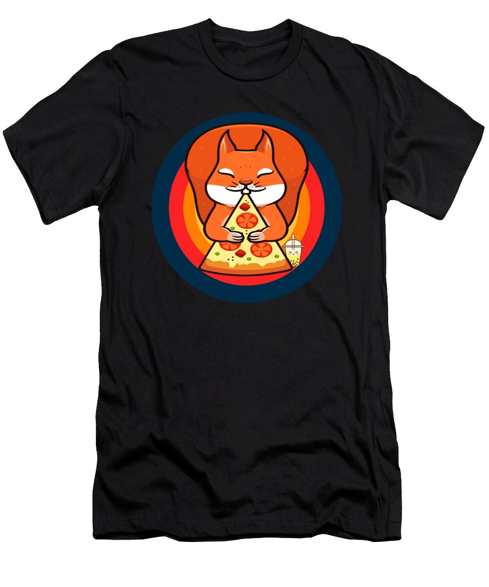 Kawaii Squirrel Eating Pizza Boba Tea Orgence Matungwa T-Shirt