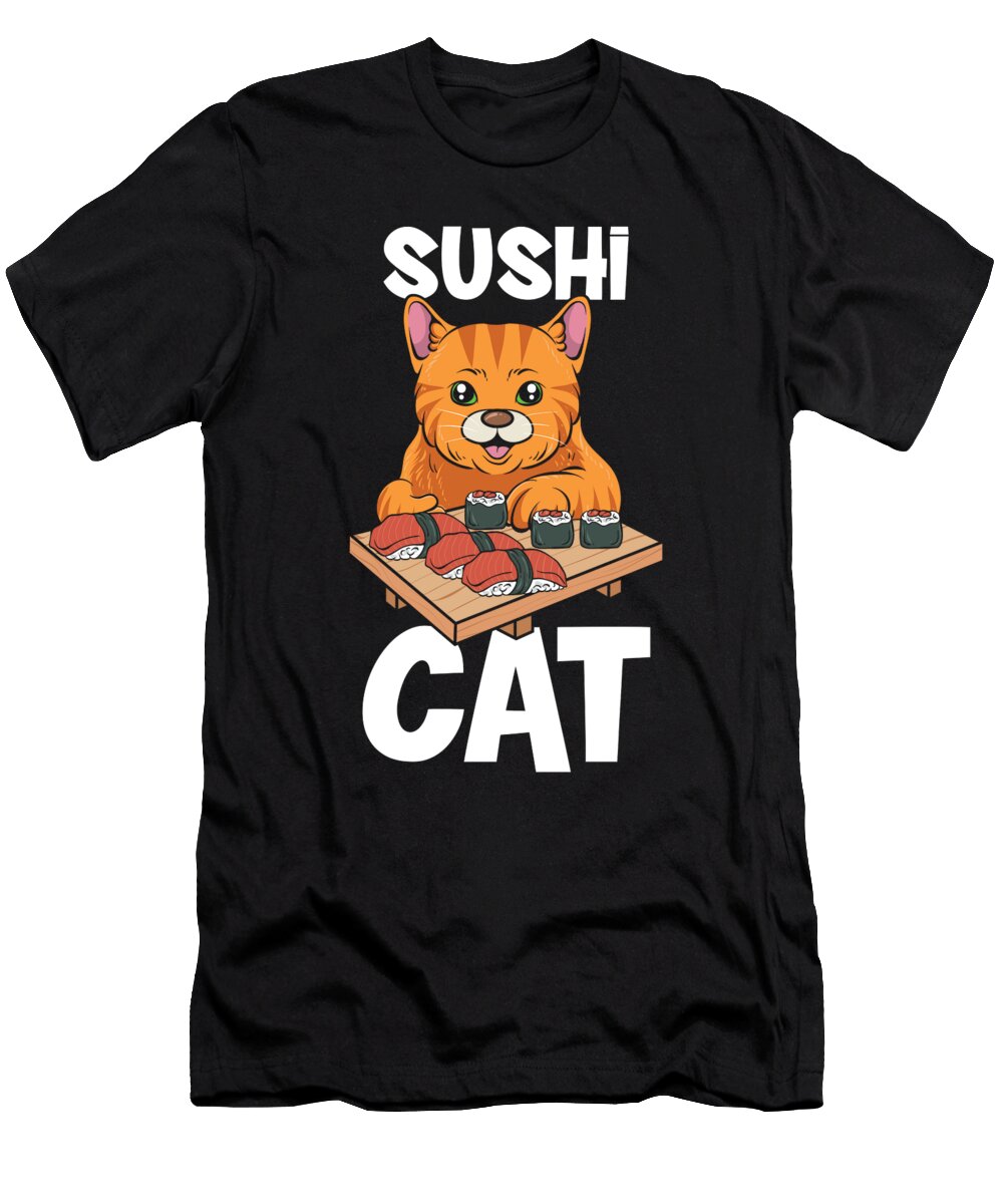 Kawaii Sushi Cat Eating Fastest Food Alessandra Roth T-Shirt
