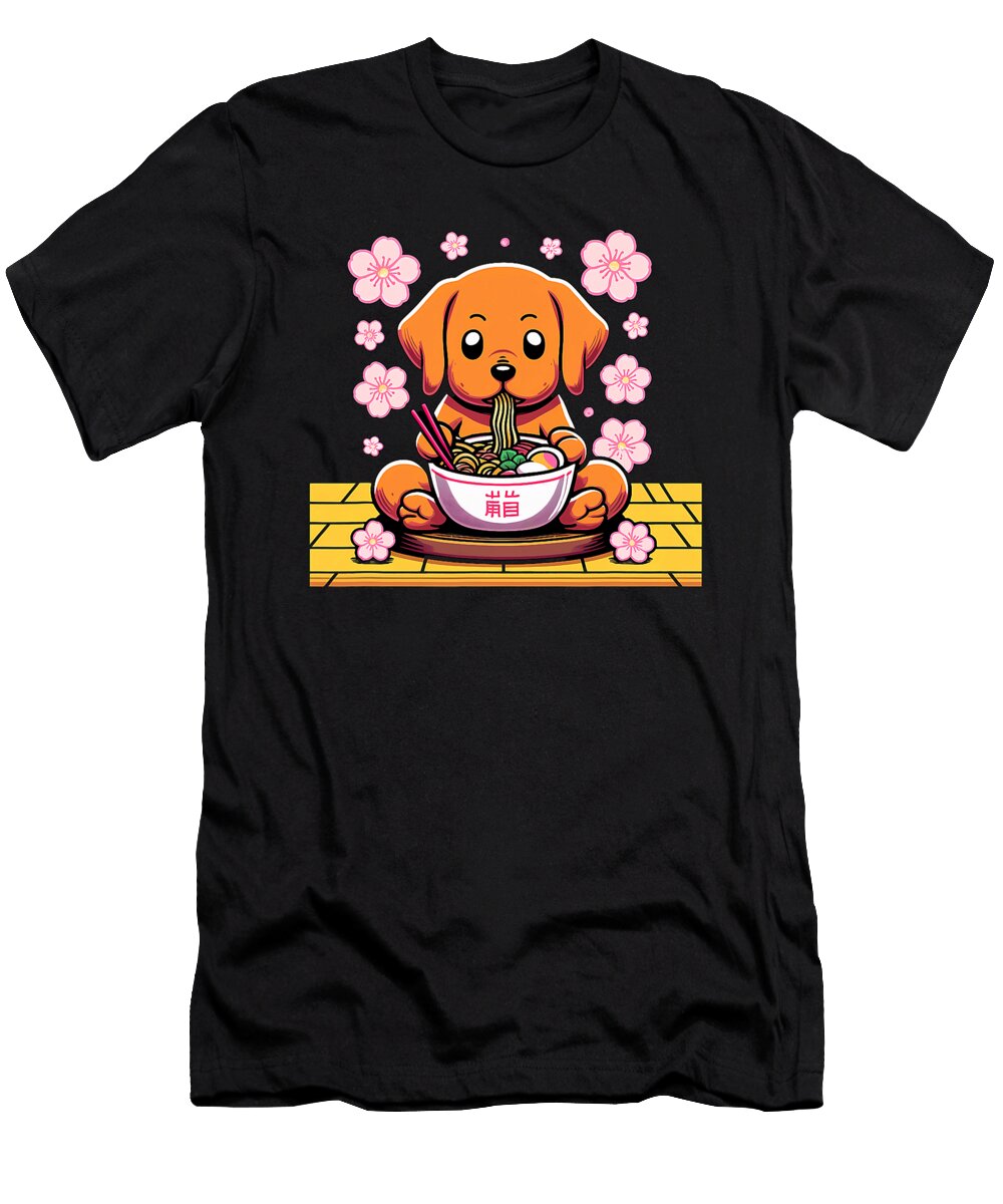 Kawaii Vizsla Dog Eating Ramen Zyneu Gangd T-Shirt