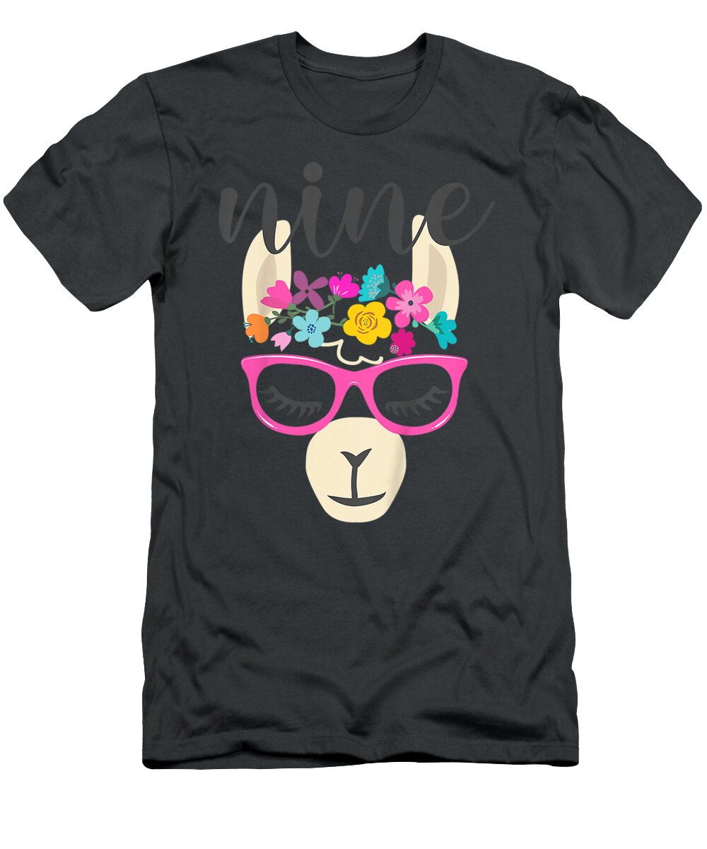 Kids 9 Year Old Llama Birthday Party Alpaca 9th Gi Franee Vhea T-Shirt
