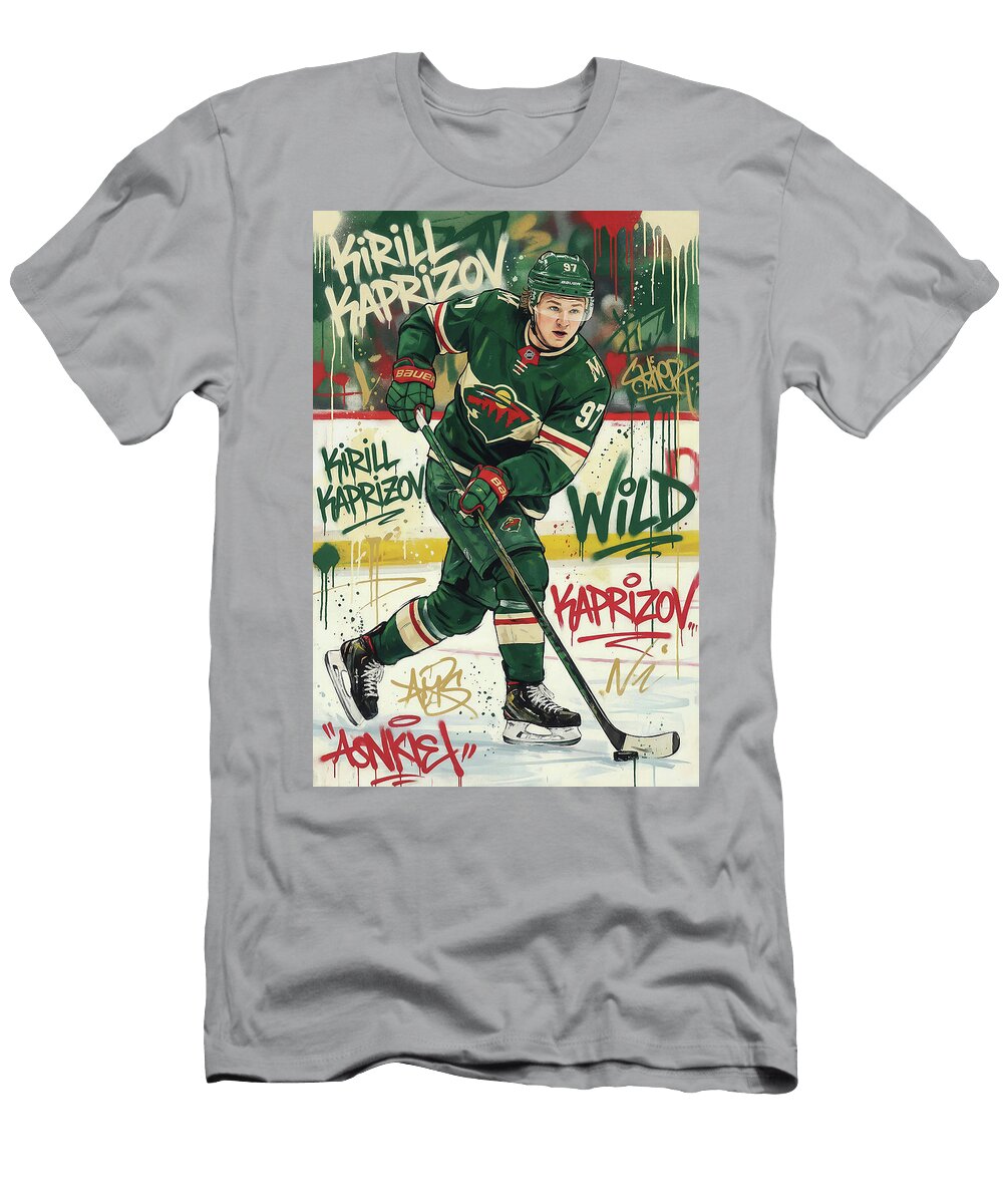 Kirill Kaprizov Graffiti Poster Hockey Player NHL Sampadart Gallery T-Shirt
