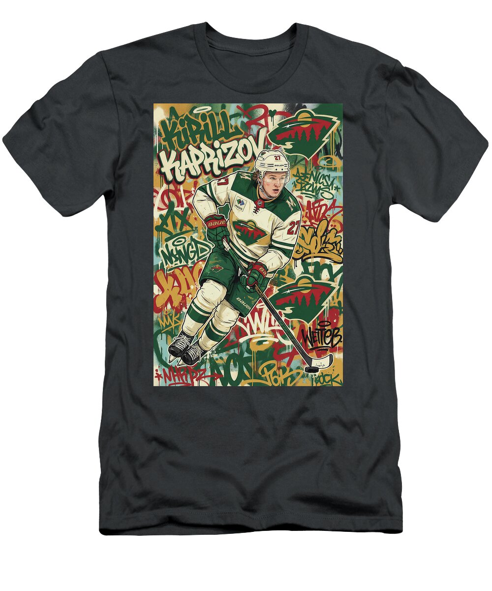 Kirill Kaprizov Minnesota Wild Graffiti Poster Hockey Player NFL Sampadart Gallery T-Shirt