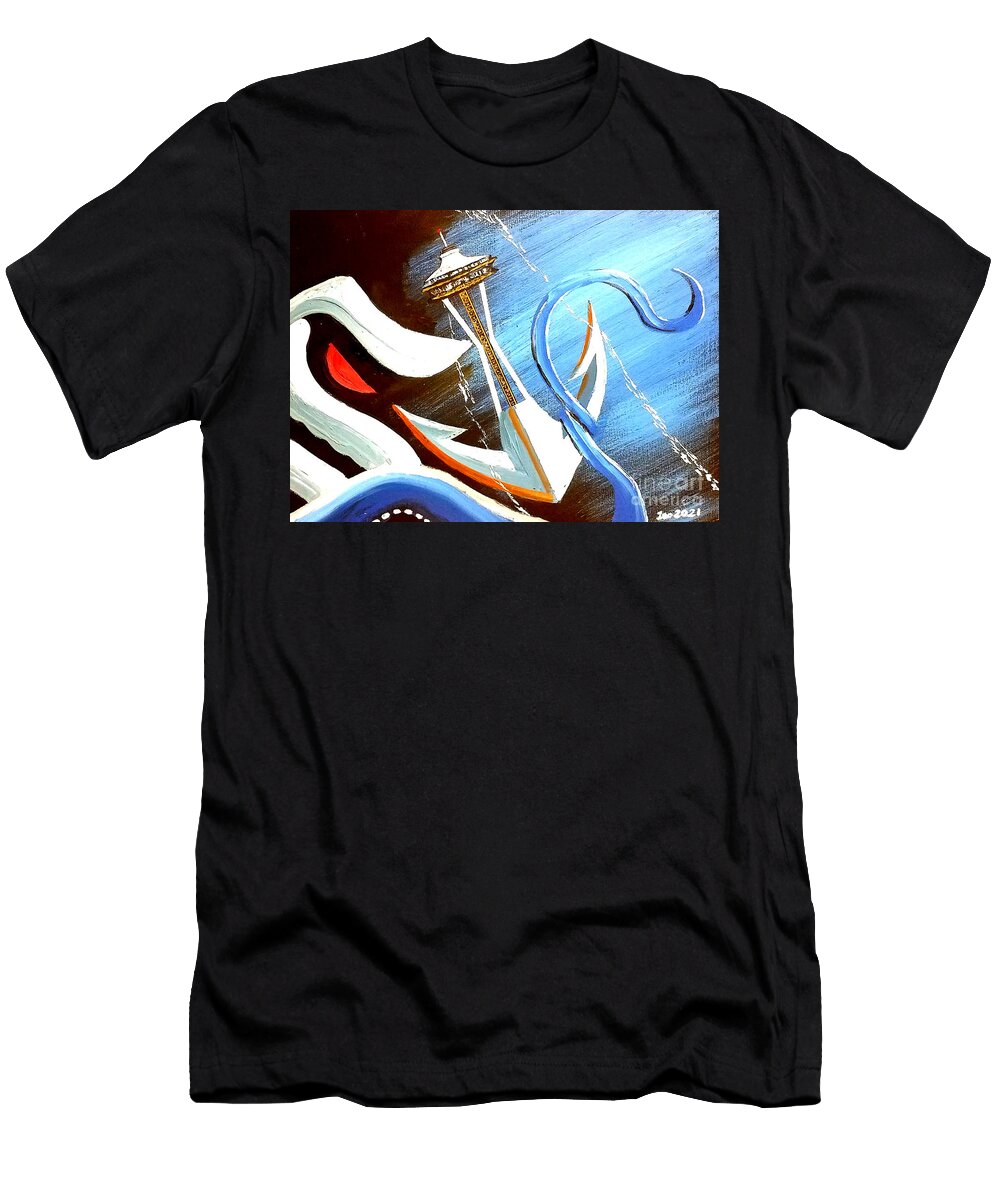 Kraken Underwater Anchor Space Needle Art Teo Alfonso T-Shirt