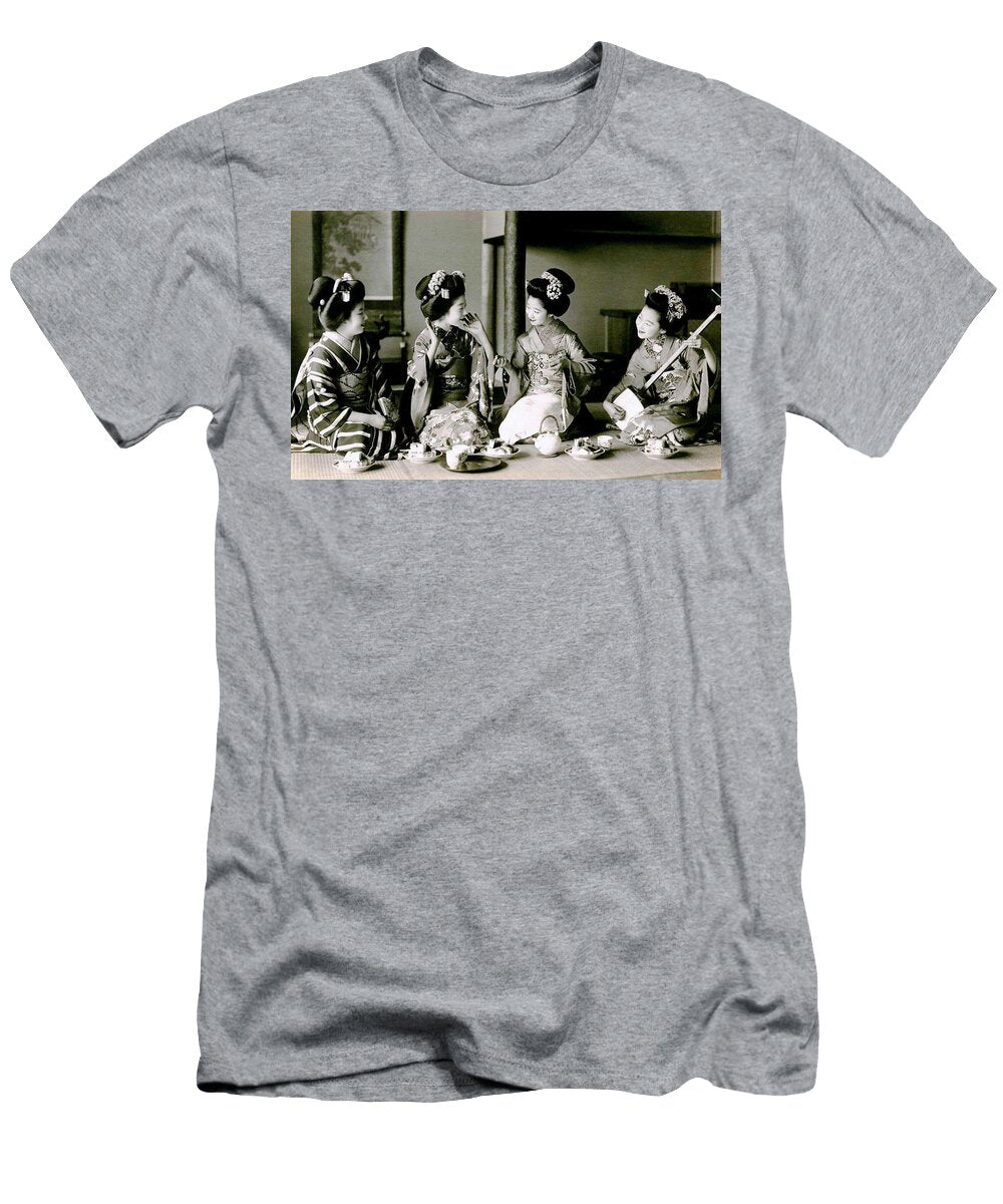 Kyoto Maiko San Chatting Drinking Tea and Playing Shamisen All Things Japan Gallery T-Shirt