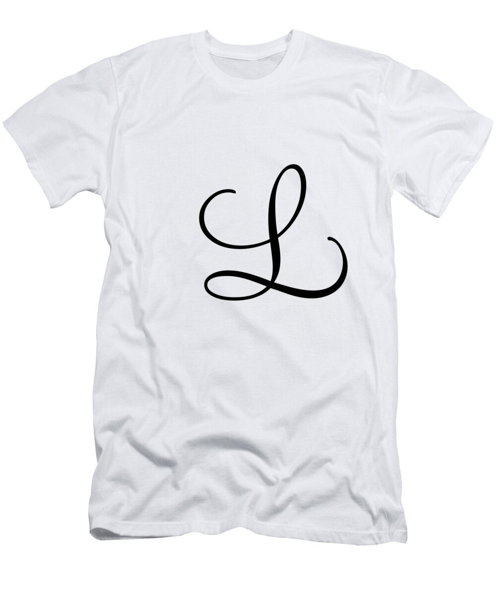 L in Black Simple Script Custom Home Fashions T-Shirt