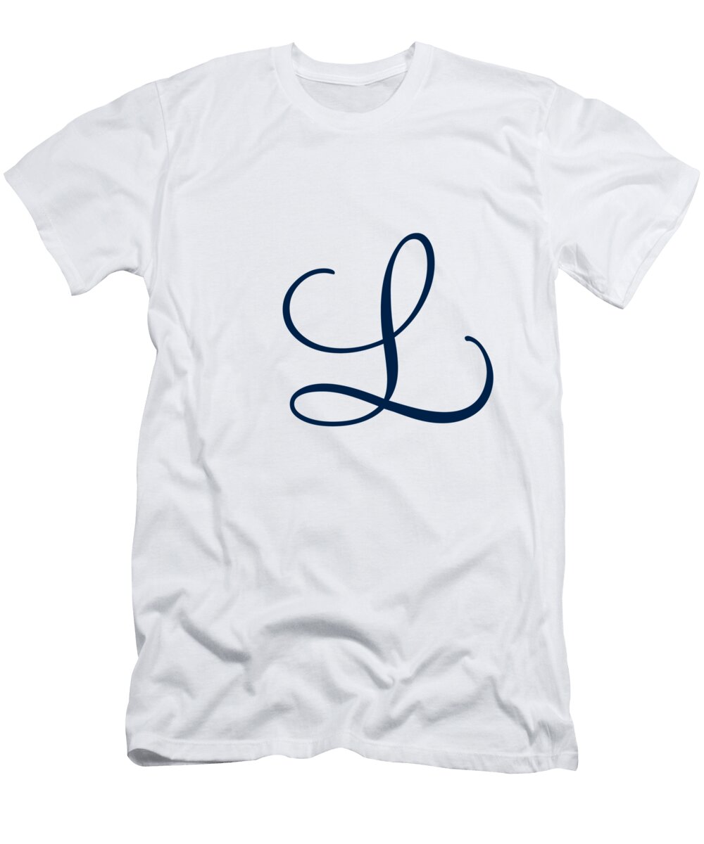 L in Oxford Blue Simple Script Custom Home Fashions T-Shirt