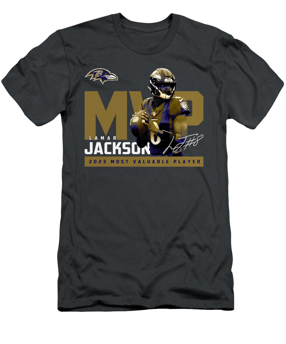 Lamar Jackson Baltimore Ravens Black 2023 NFL Mvp Ivory Altenwerth T-Shirt