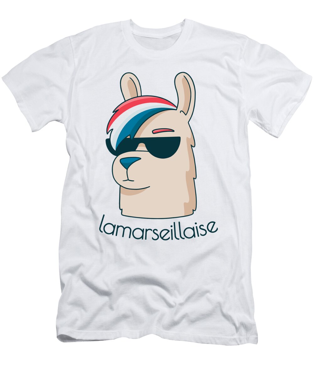 Lamarseillaise French Haircut Llama with Sunglass Licensed Art T-Shirt