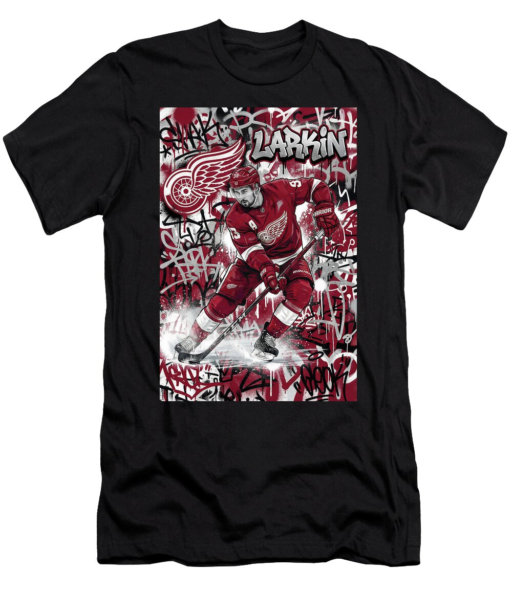 Larkin in Detroit Red Wings Graffiti Poster Hockey Player NHL Sampadart Gallery T-Shirt