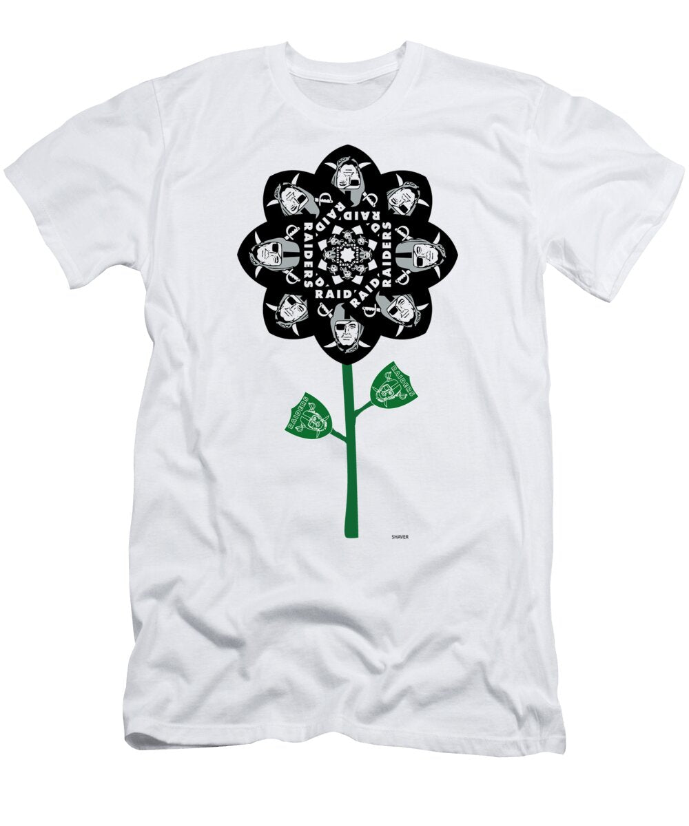 Las Vegas Raiders NFL Football Team Logo Flower Art Steven Shaver T-Shirt