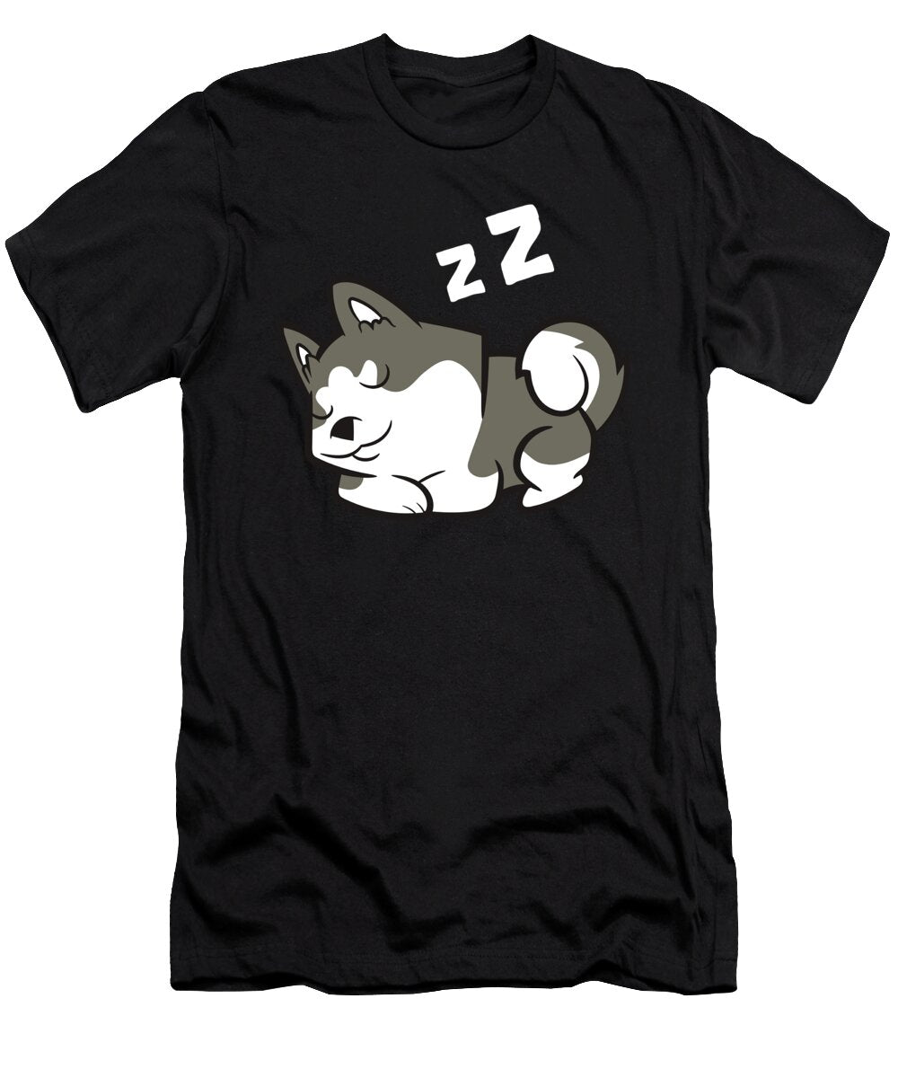 Lazy Husky Dog Sleeping Siberian Husky Eq Designs T-Shirt