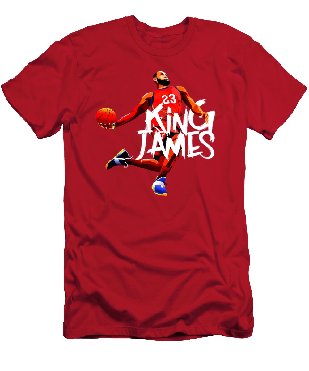 Lebron James in Dynamic Dunk Pose Kenvin Tran T-Shirt