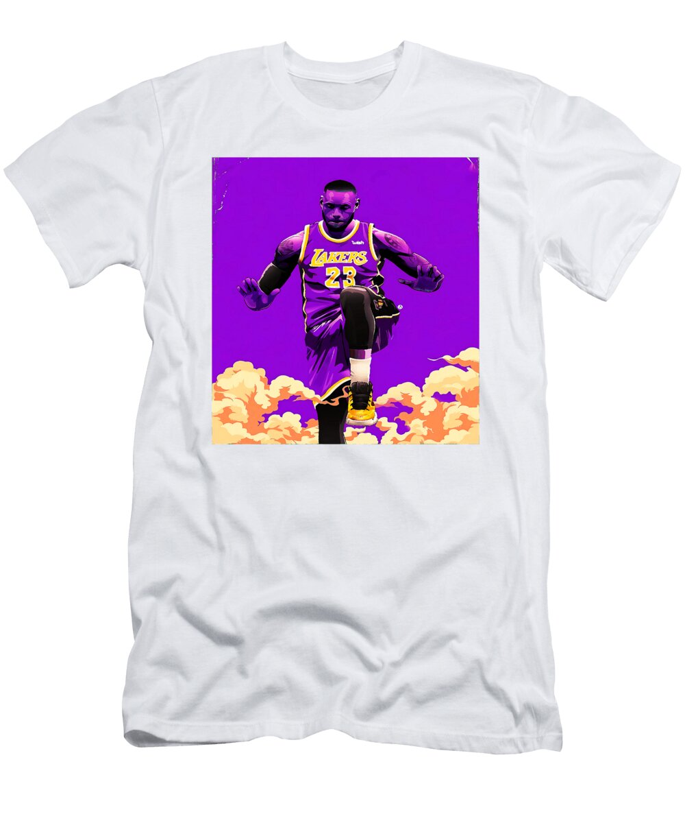 Lebron James in Vibrant Laker Jersey Kenvin Tran T-Shirt