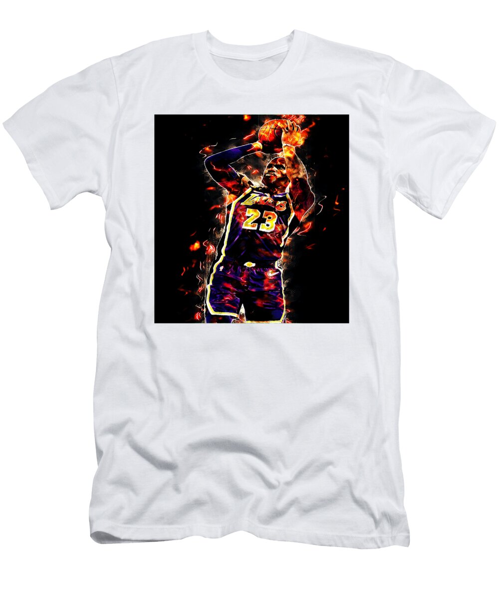 Lebron James Shooting Flames Kenvin Tran T-Shirt