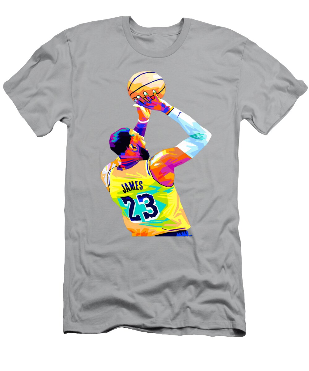 Lebron James Vibrant Basketball Shot Kenvin Tran T-Shirt