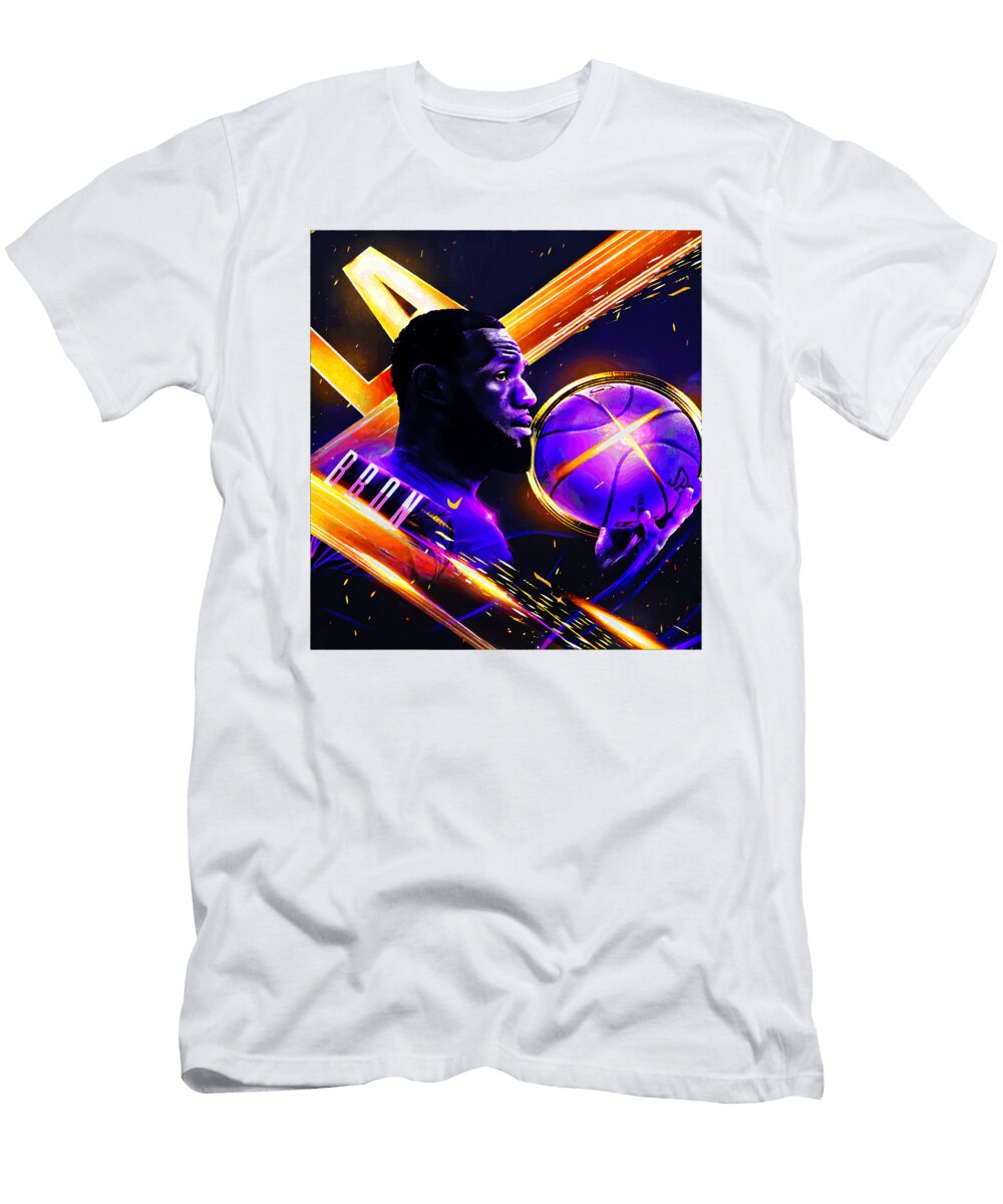 Lebron James with Basketball Kenvin Tran T-Shirt