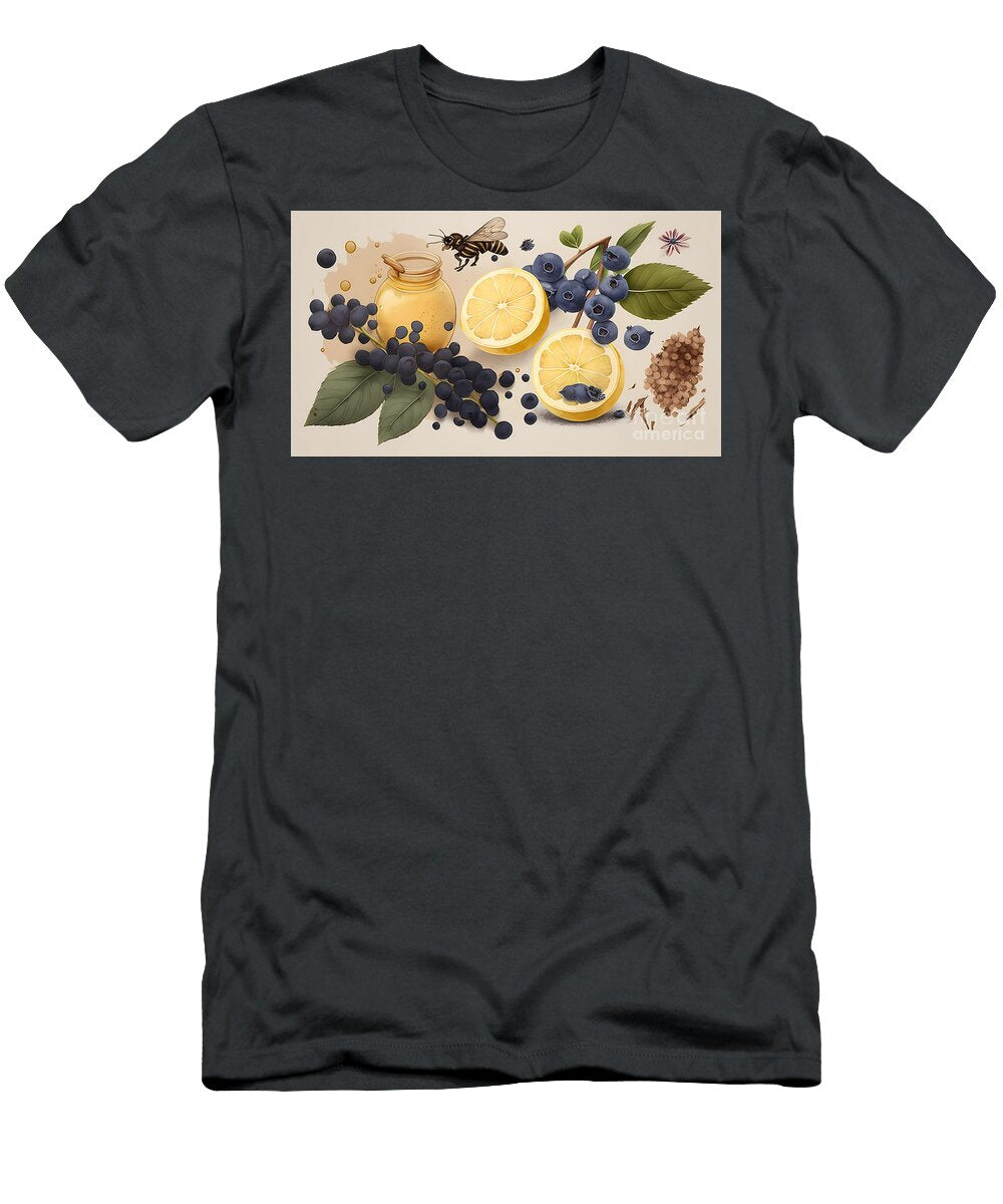 Lemon and Blueberries Botanical with Sassy Bee Richelle Peterson T-Shirt
