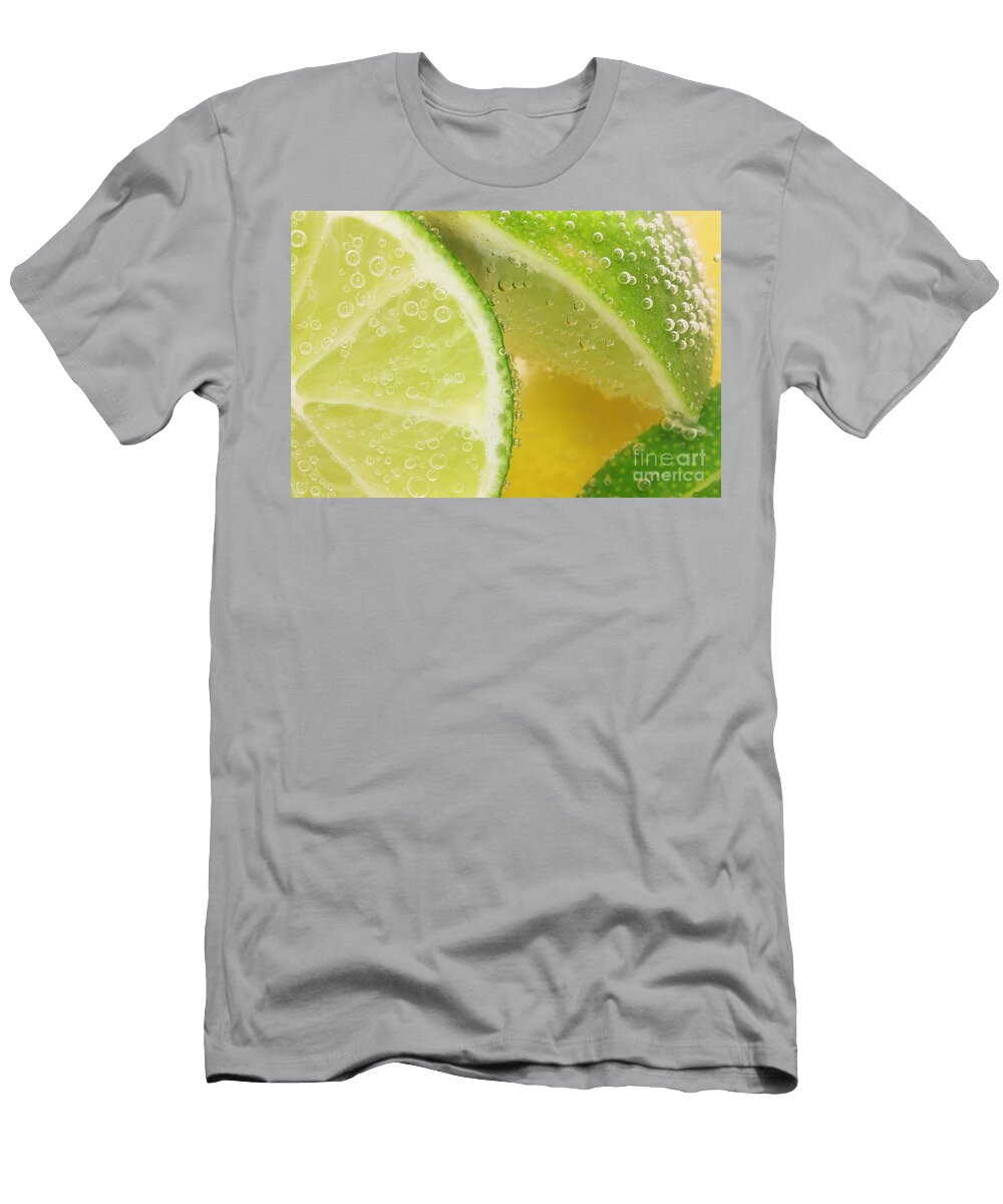Lemon and Lime Slices in Water Simon Bratt T-Shirt