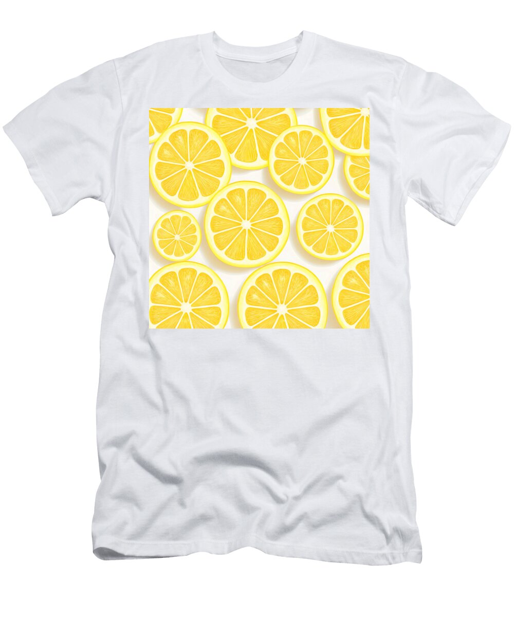 Lemon Slices Pattern Yellow Lemon Painting Lemon Mounir Khalfouf T-Shirt