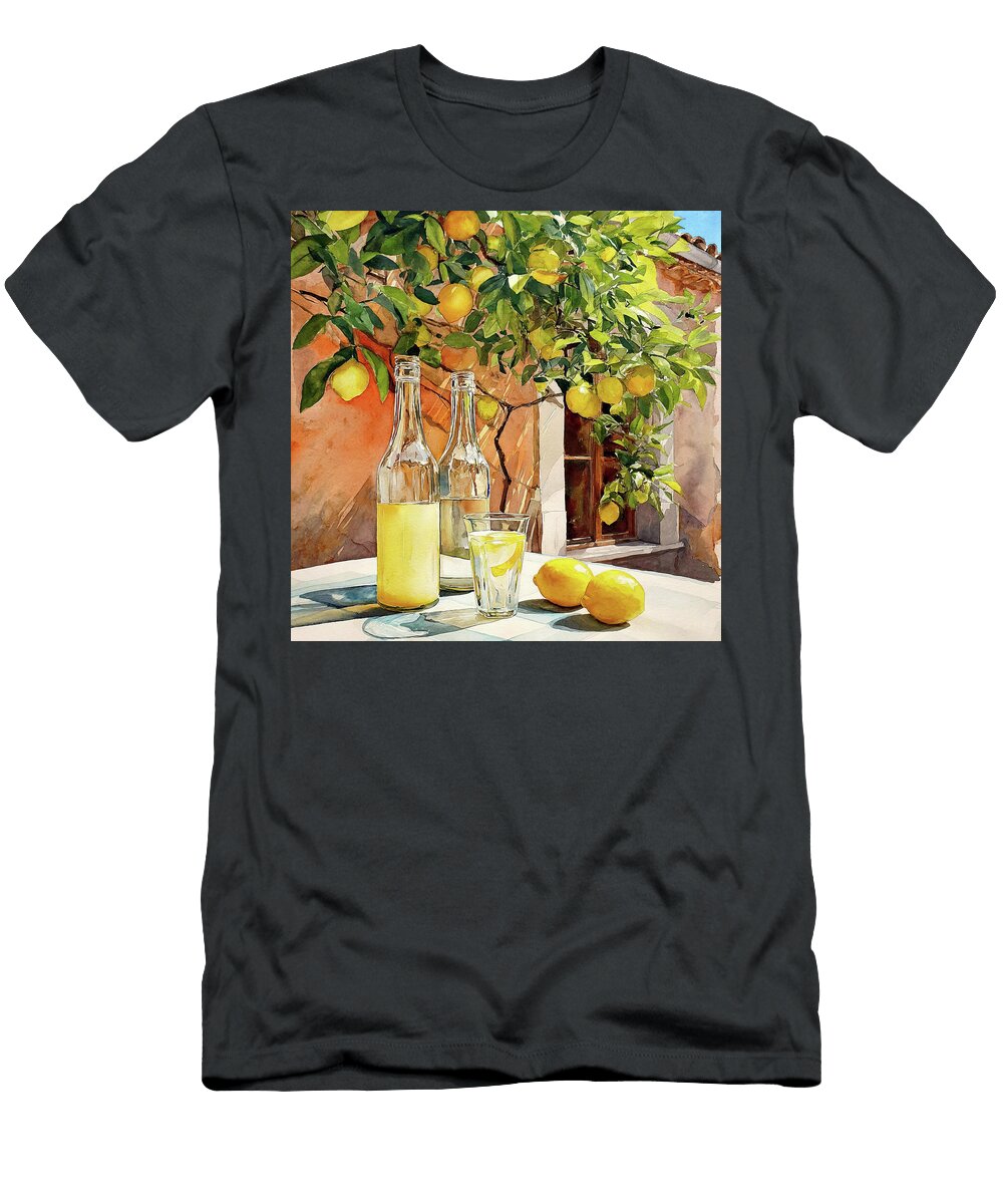 Lemon Tree and Sunlit Bottles Mediterranean Still Life Sampadart Gallery T-Shirt