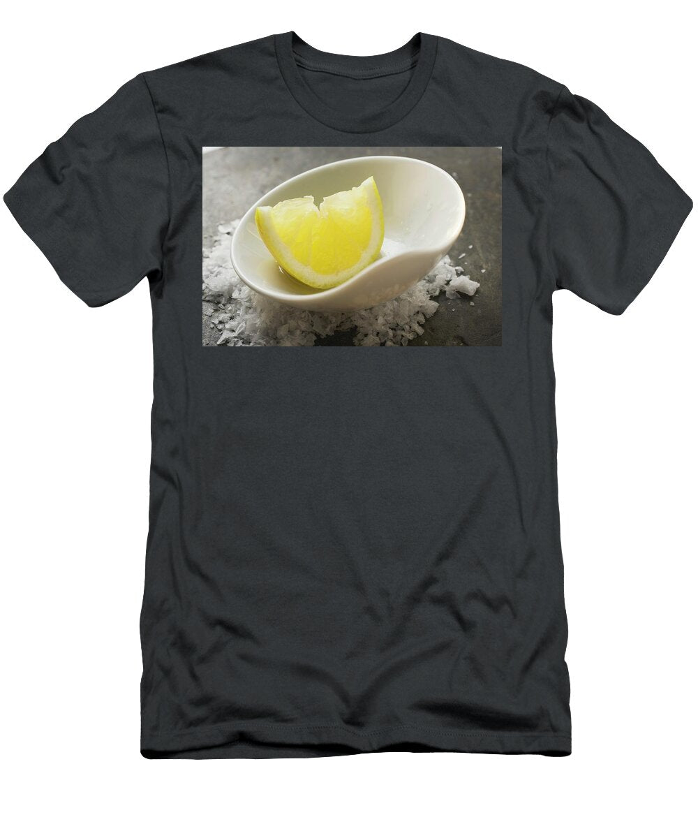 Lemon Wedge with Olive Oil in a Small Bowl on Salt Foodcollection T-Shirt