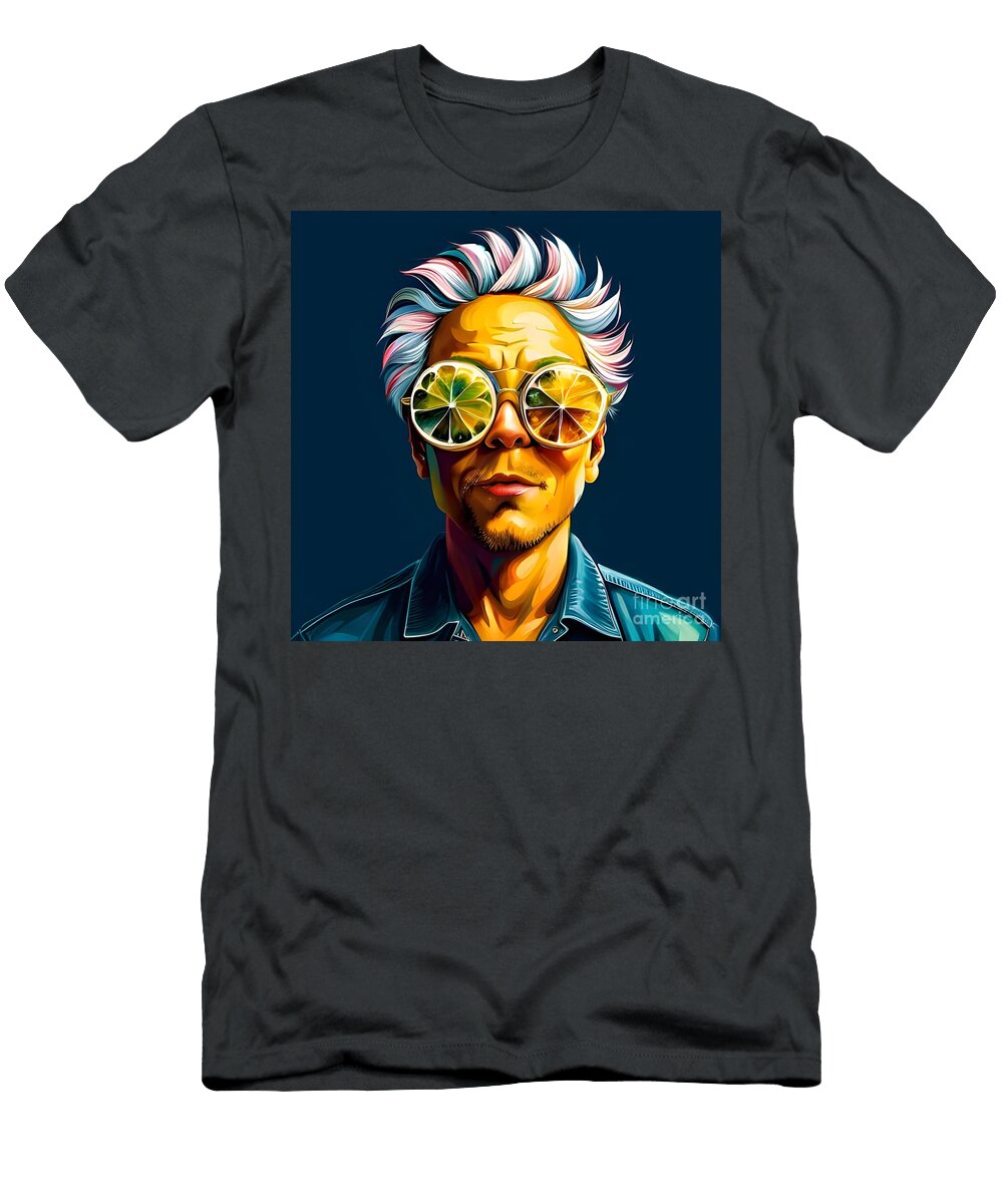 Lemonade of Joy Embrace the Delightful Portrait of a Happy Man Lemon with Sunglasses Artvizual Premium T-Shirt