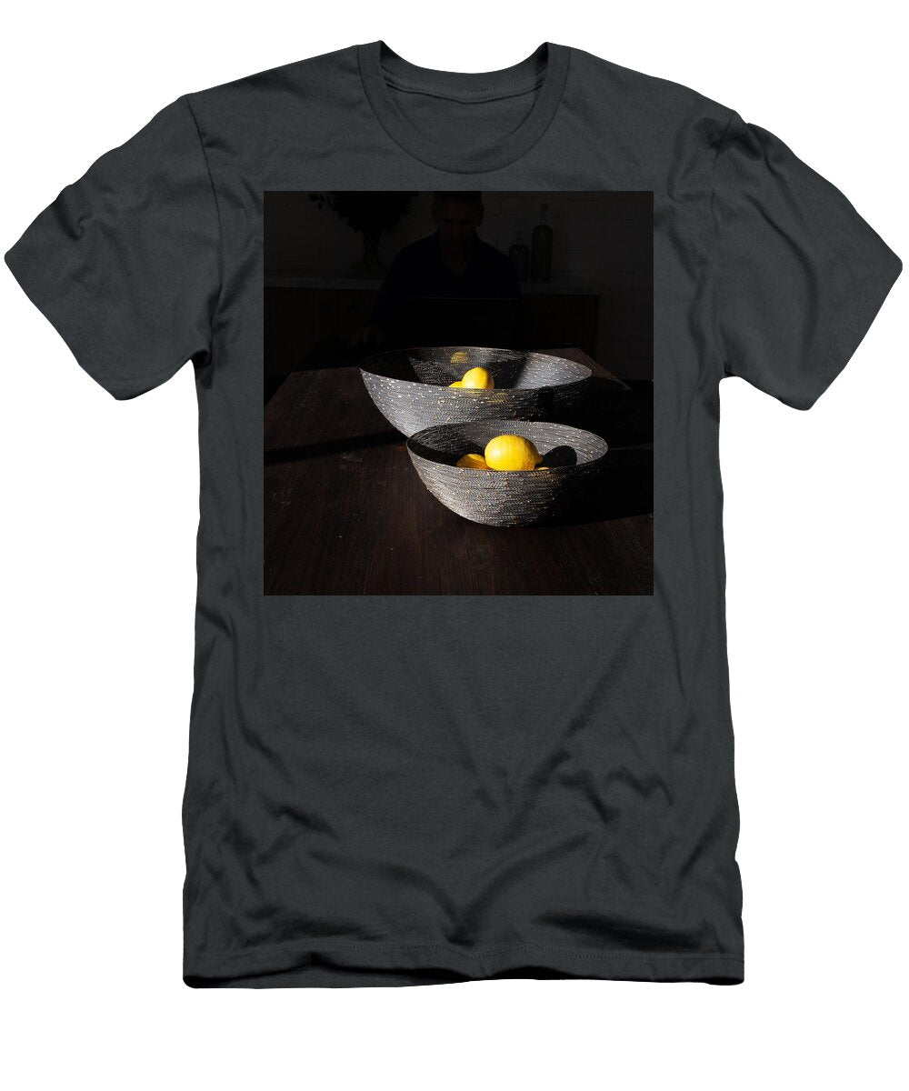 Lemons in a Basket on an Oak Table Helen Christake T-Shirt