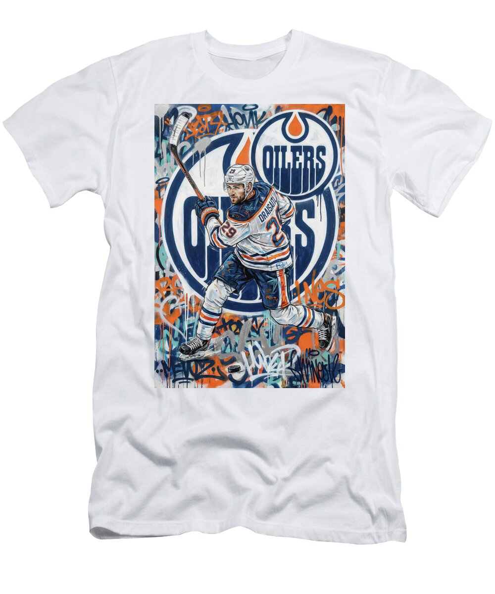 Leon Draisaitl Edmonton Oilers Graffiti Poster Hockey Player NFL Sampadart Gallery T-Shirt
