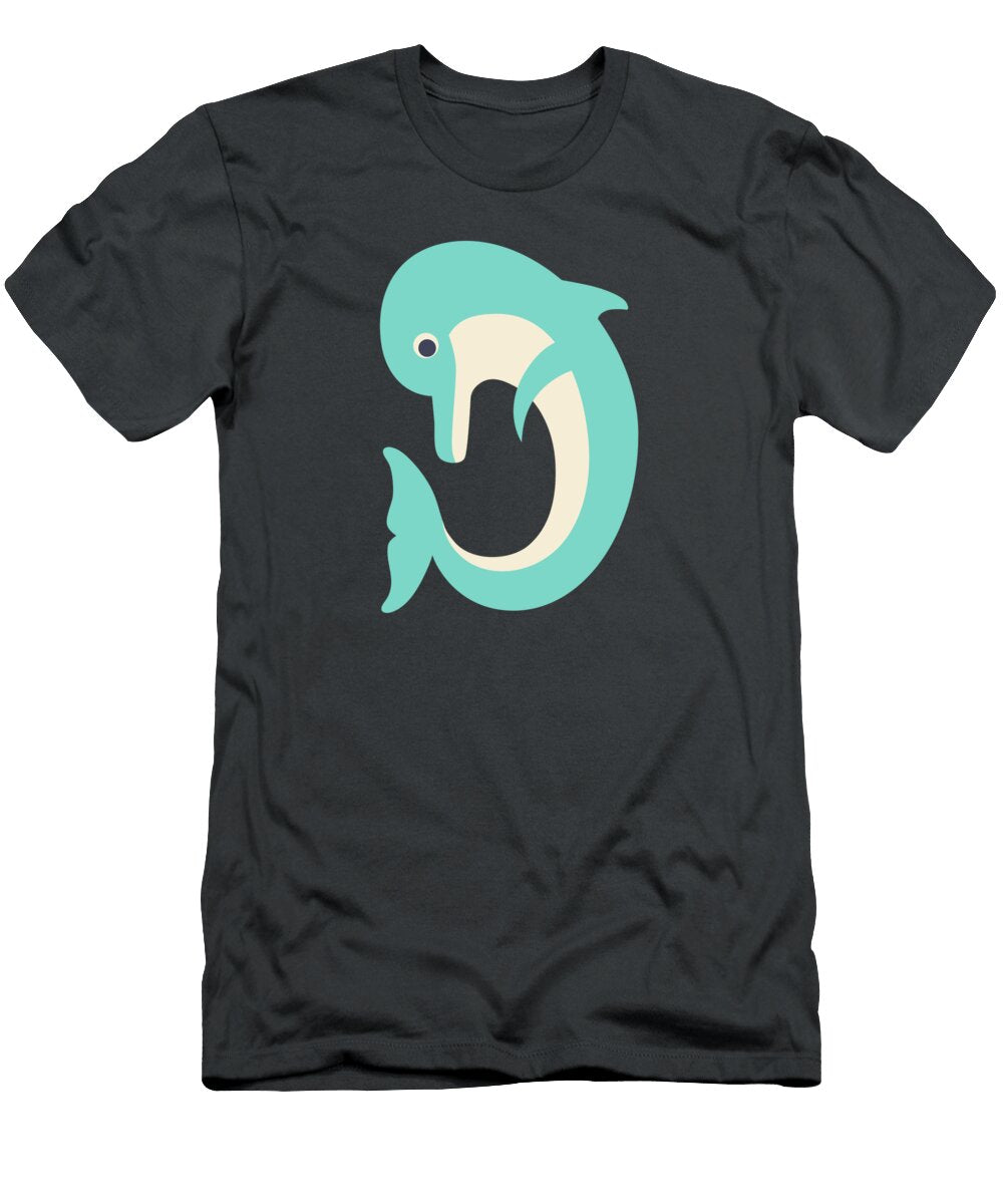 Letter D Animal Alphabet Dolphin Monogram Jen Montgomery T-Shirt