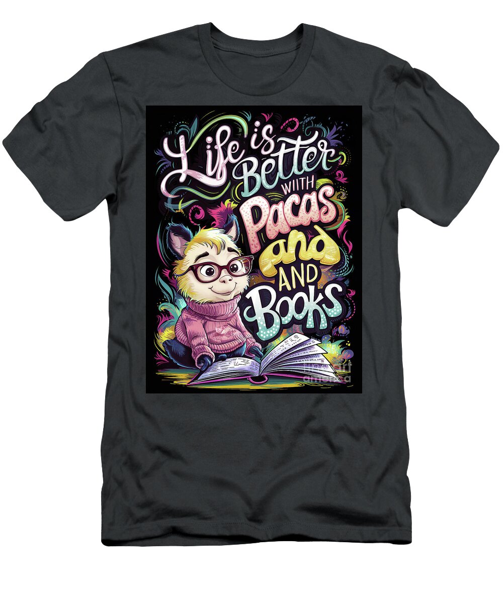 Life Is Better with Pacas and Books Rhys Jacobson T-Shirt