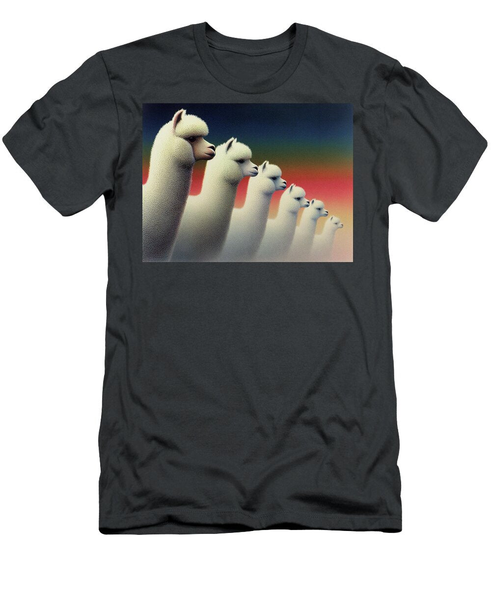 Line of White Alpacas At Sunset Fabrizio Cassetta T-Shirt