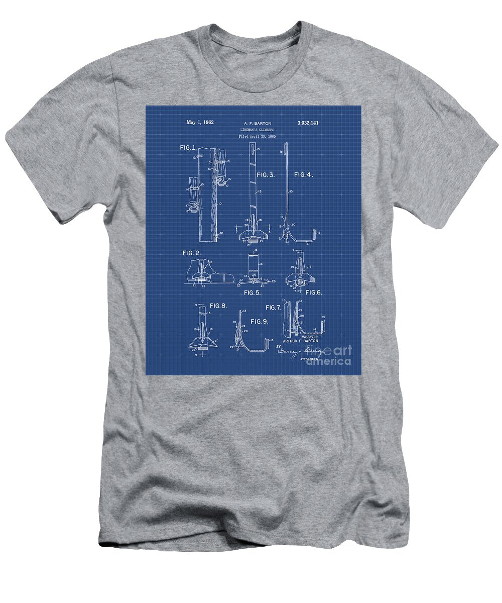 Linemans Climbing Hook Patent Print Visual Design T-Shirt
