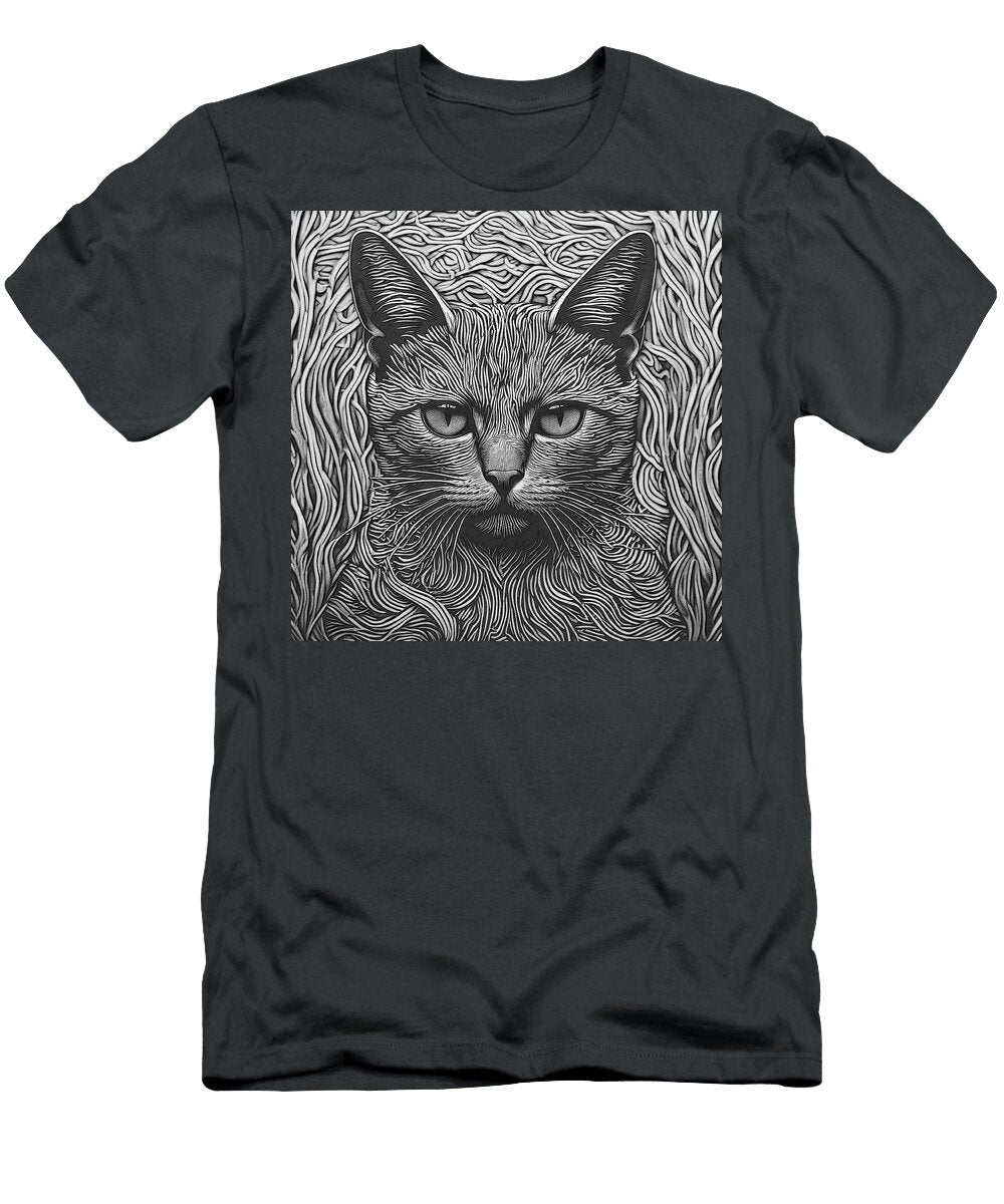 Linguine Cat Intricate Cat in Monochrome Douglas Moorezart T-Shirt