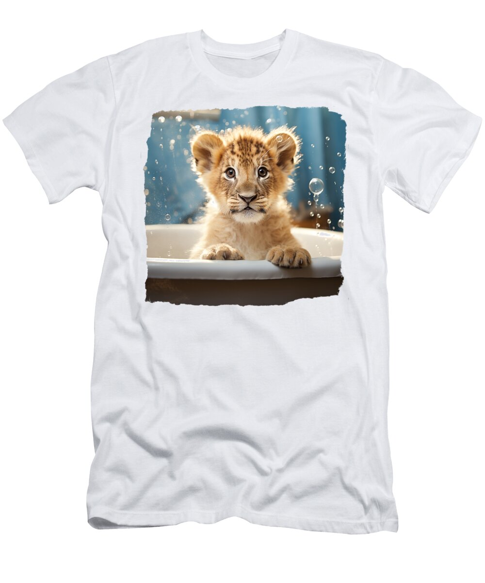 Lion Cub in Bathtub 02 Elisabeth Lucas T-Shirt
