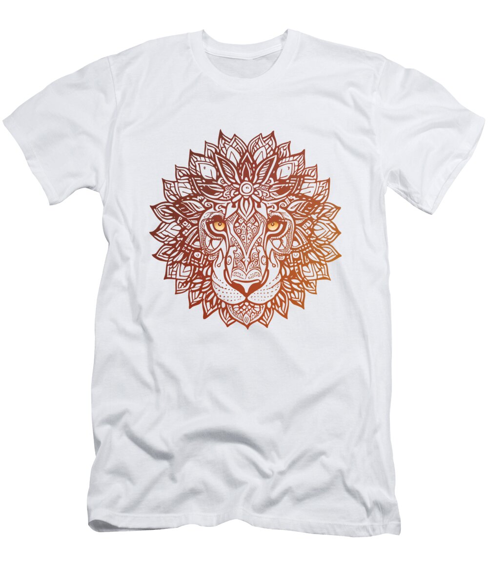 Lion Mandala Ornamental Hand Drawn Lion Mandala Illustration Mounir Khalfouf T-Shirt