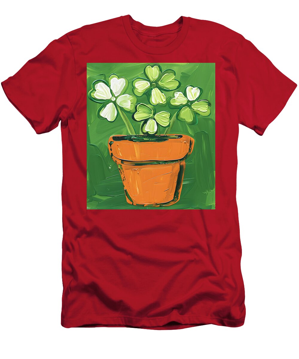 Lively Modern Minimalist Hues Shamrock and Pot of Gold for a Contemporary St Patricks Day Olfactoart Studio T-Shirt