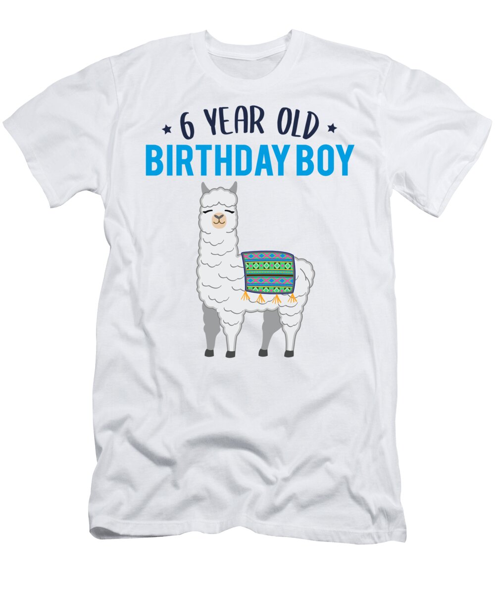 Llama Alpaca 6 Year Birthday Boy Gift John Romeo T-Shirt