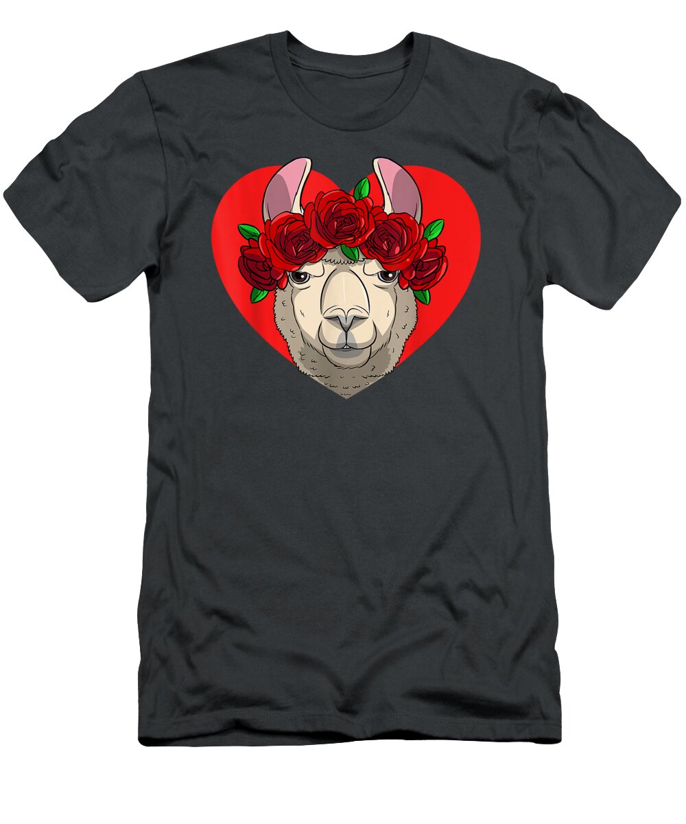 Llama Alpaca Heart Valentine Day Decor Levily Gia T-Shirt